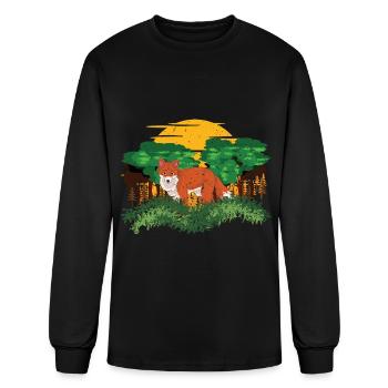 Forest dweller forest animal gift full moon fox - Men's Long Sleeve T-Shirt - black - Front