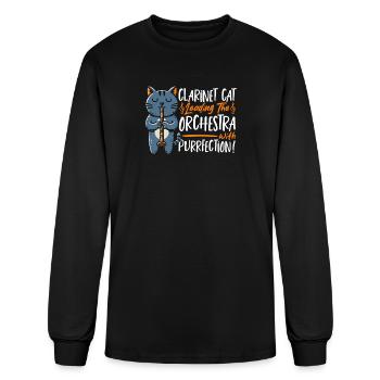 Clarinet Music Orchestra Woodwind Clarinet Cat - Men's Long Sleeve T-Shirt - black - Front