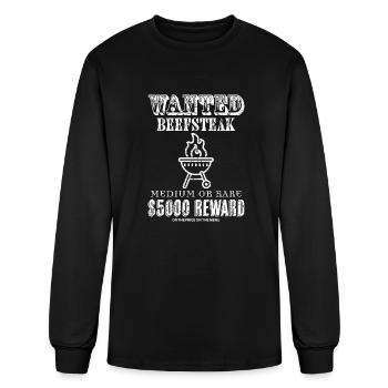 Wanted. Beefsteak. Medium or rare. $5000 reward. - Men's Long Sleeve T-Shirt - black - Front