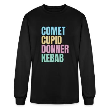 Comet Cupid Donner Kebab, funny colour Christmas - Men's Long Sleeve T-Shirt - black - Front