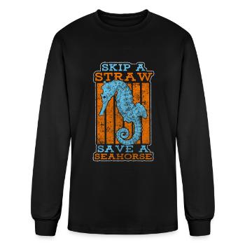 Sea Horse Free Swimmers Ocean - Men's Long Sleeve T-Shirt - black - Front