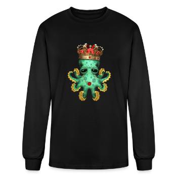 Cute Royal Octopus Wearing Crown - Men's Long Sleeve T-Shirt - black - Front