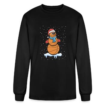 Basket Ball Snowman - Men's Long Sleeve T-Shirt - black - Front