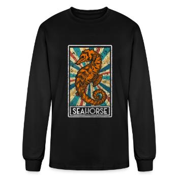 Sea Horses Swimming Badges Aquarium - Men's Long Sleeve T-Shirt - black - Front