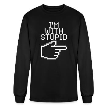 I'm With Stupid Computer Nerd Joke - Men's Long Sleeve T-Shirt - black - Front
