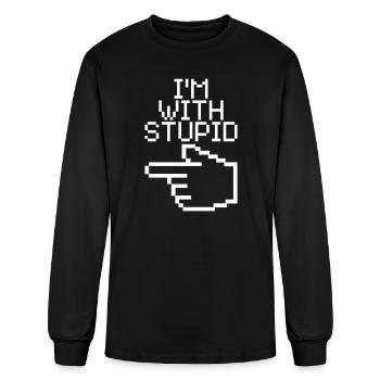 I'm With Stupid Computer Nerd Joke - Men's Long Sleeve T-Shirt - black - Front