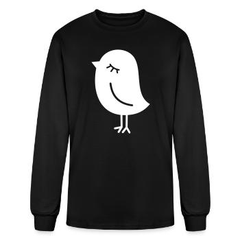 Cute Sparrow Chick – Tweeting Birdie - Men's Long Sleeve T-Shirt - black - Front