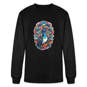 Peacock kawaii - Men's Long Sleeve T-Shirt - black - Front