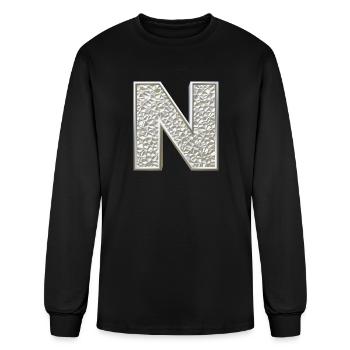 N, letter, letter N, initial, initial N, monogram, - Men's Long Sleeve T-Shirt - black - Front