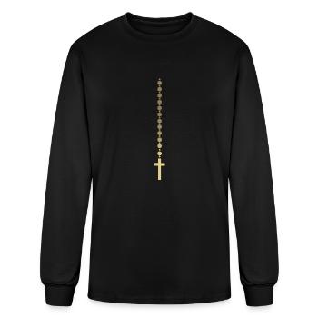 Gold Rosary Beads - Men's Long Sleeve T-Shirt - black - Front