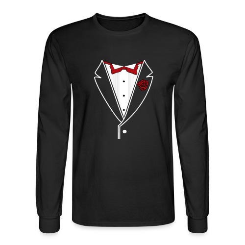 Tuxedo with Red bow tie - Men's Long Sleeve T-Shirt