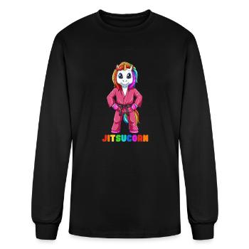 Cute Unicorn Brazilian JiuJitsu BJJ and Grappling - Men's Long Sleeve T-Shirt - black - Front