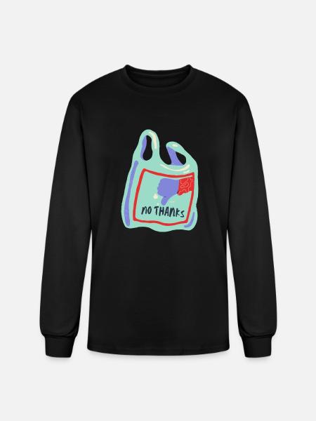 No Plastic Thanks - Men's Long Sleeve T-Shirt - black