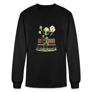 Alien with Bubble Tea – Lost and Thirsty - Men's Long Sleeve T-Shirt - black - Front