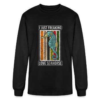 Sea Horse Swimming Ocean - Men's Long Sleeve T-Shirt - black - Front