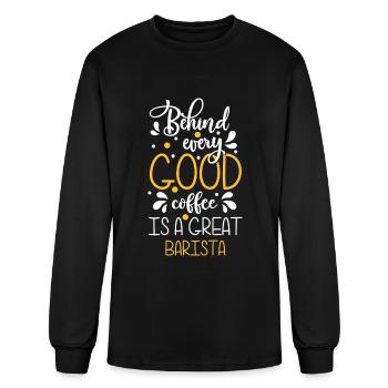 Espresso Milk Foam Coffee Cup Working - Men's Long Sleeve T-Shirt - black - Front