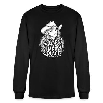 Barn Is My Happy Place - Introvert Humor - Men's Long Sleeve T-Shirt - black - Front