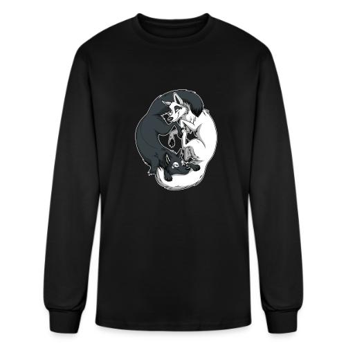 Yin Yang Foxes (white border) - Men's Long Sleeve T-Shirt