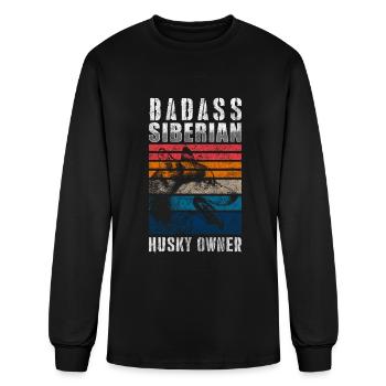 Siberian Husky Mistress Dog Love Pedigree Dog - Men's Long Sleeve T-Shirt - black - Front