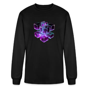 Depth Grid – Cubes in Motion - Men's Long Sleeve T-Shirt - black - Front