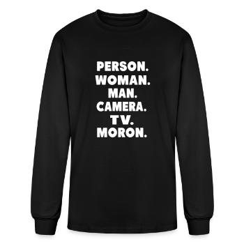 Person Woman Man Camera Tv Moron - Men's Long Sleeve T-Shirt - black - Front