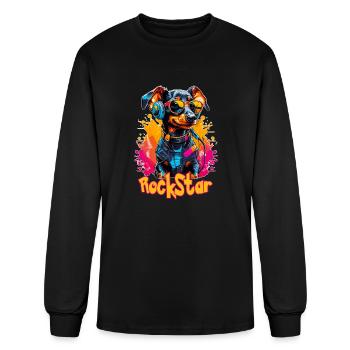 Rockstar Dachshund2 - Men's Long Sleeve T-Shirt - black - Front