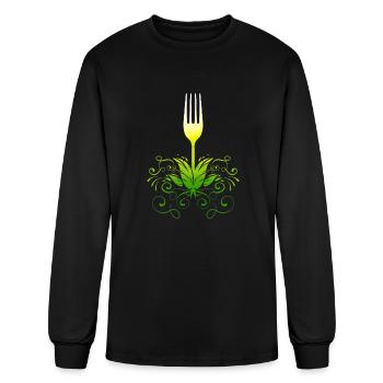 Fork Growing Out Of Veggies Go Vegan - Men's Long Sleeve T-Shirt - black - Front