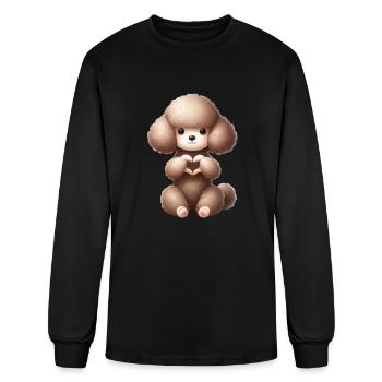 Poodle Love Heart Hand Sign - Men's Long Sleeve T-Shirt - black - Front