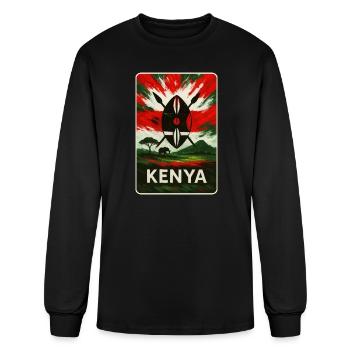 Kenya Landscape Flags Design - Men's Long Sleeve T-Shirt - black - Front