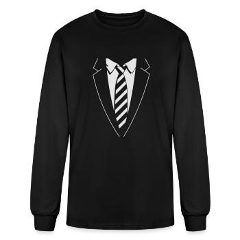 Tuxedo Striped Tie - Men's Long Sleeve T-Shirt - black - Front