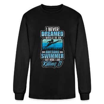 Swimmer Beach Swimming Pool - Men's Long Sleeve T-Shirt - black - Front