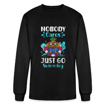Pool Swimming Pool Front Crawl Summer - Men's Long Sleeve T-Shirt - black - Front