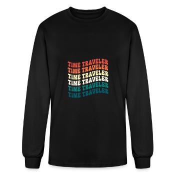 Retro Colorful Time Travel Lover Time Traveler - Men's Long Sleeve T-Shirt - black - Front
