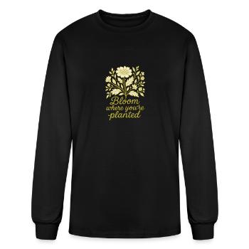 Bloom Where You’re Planted – Botanical Hand-Drawn - Men's Long Sleeve T-Shirt - black - Front