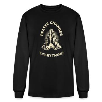 Praying Hands with Source of Peace Design - Men's Long Sleeve T-Shirt - black - Front