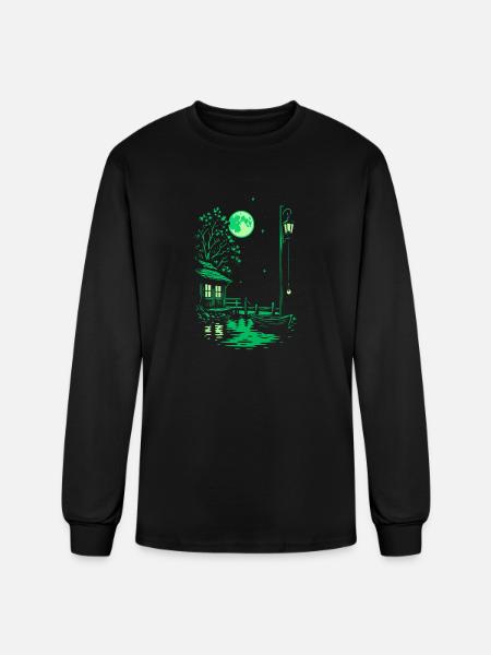 Moonlit Marina - Men's Long Sleeve T-Shirt - black