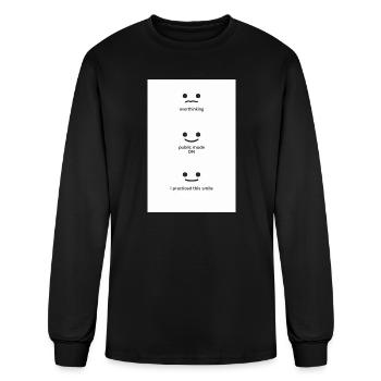 Overthinking Public Mode On Smile - Men's Long Sleeve T-Shirt - black - Front
