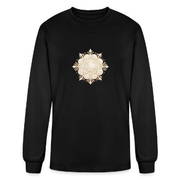 Mandala en coquillages pastel - T-shirt à manches longues Homme - noir - Devant