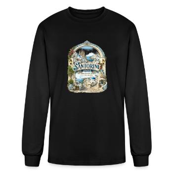 Santorini Greece T-Shirt | Travel Souvenir Graphic - Men's Long Sleeve T-Shirt - black - Front