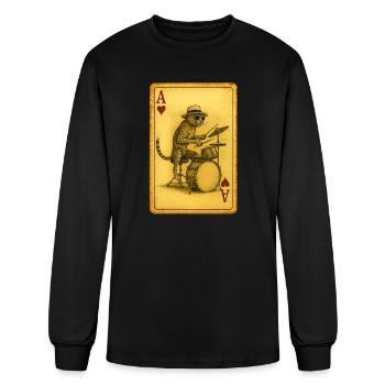 Leopard Drummer Ace Hearts - Men's Long Sleeve T-Shirt - black - Front