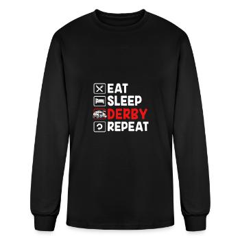 Funny Demolition Derby Eat Sleep Derby Repeat - Men's Long Sleeve T-Shirt - black - Front