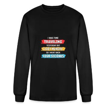 I Was Time Travelling Yesterday Funny Time Travel - Men's Long Sleeve T-Shirt - black - Front