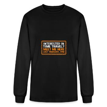Funny Time Traveler Interested In Time Travel - Men's Long Sleeve T-Shirt - black - Front