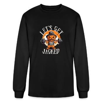 Lets get jacked Jack Lantern gym - Men's Long Sleeve T-Shirt - black - Front