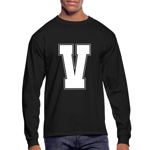 White Letter V – Varsity Alphabet Monogram - Men's Long Sleeve T-Shirt