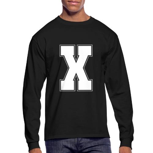 White Letter X – Varsity Alphabet Monogram - Men's Long Sleeve T-Shirt