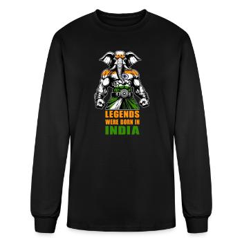 India elephant legends design - Men's Long Sleeve T-Shirt - black - Front