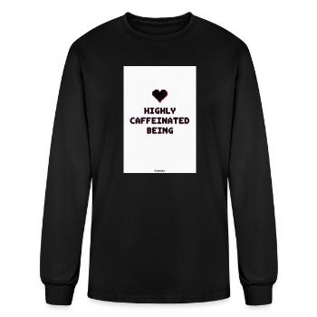 Pixel Heart Caffeinated Being - Men's Long Sleeve T-Shirt - black - Front
