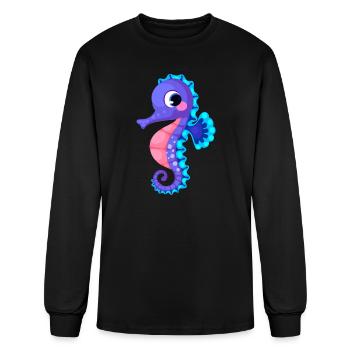 Cute Purple Seahorse Kawaii Ocean Art - Men's Long Sleeve T-Shirt - black - Front