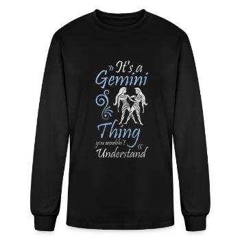 Zodiac Sign Element Birth Date - Men's Long Sleeve T-Shirt - black - Front